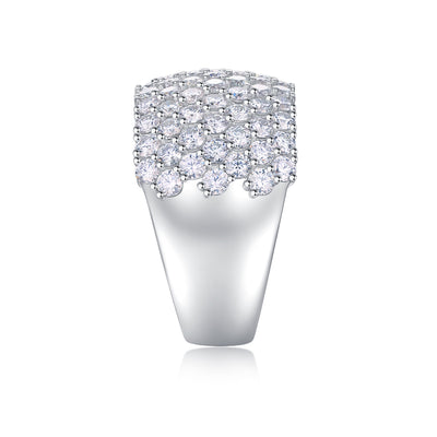 Multiple Row Diamond Wide Rings, Moissanite Rings, Luxury Fashion Silver Rings