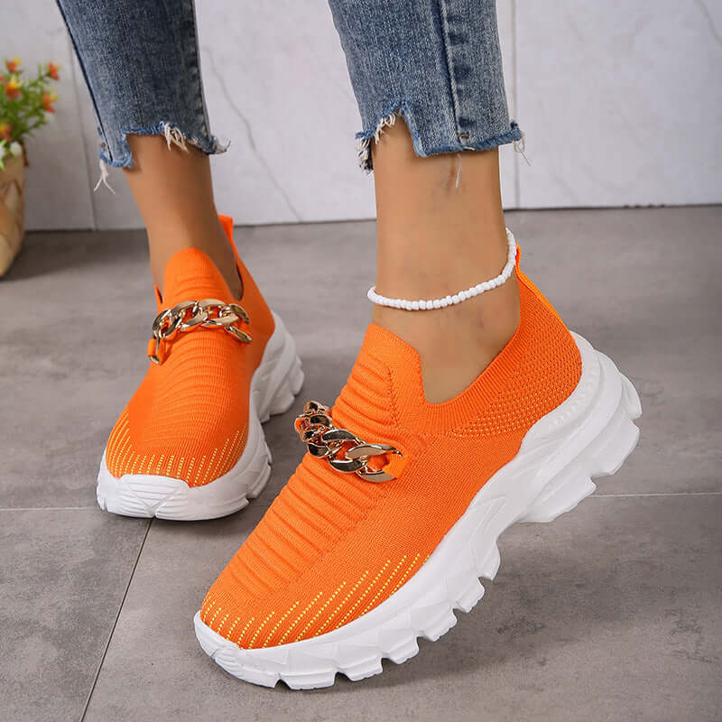Women's Mesh Chain Slip Ons