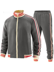 Men's Casual Sports Suit Color Matching Two-piece Set