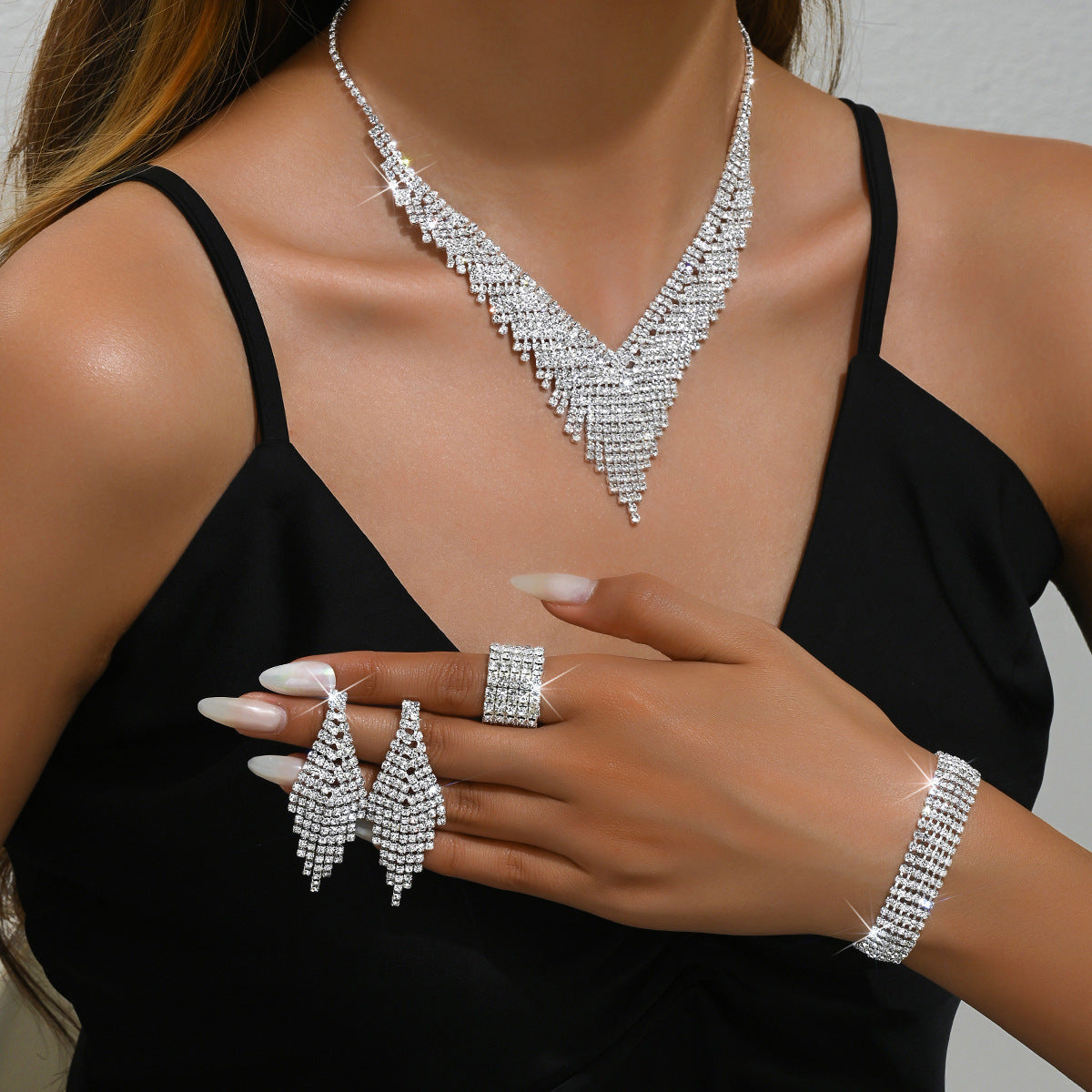 Silver Wedding Jewelry Suit Women's