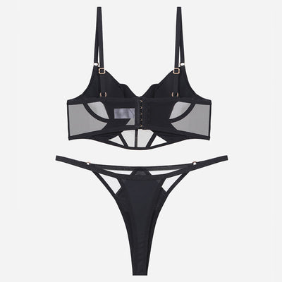 Glossy Mesh Hollow French Underwear Women