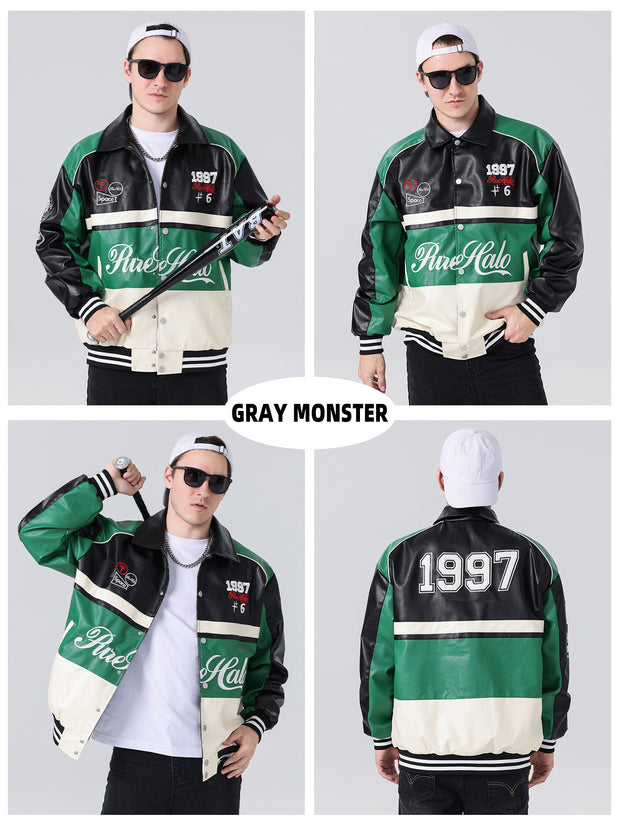 Leather Disc Style Coat Loose Windproof