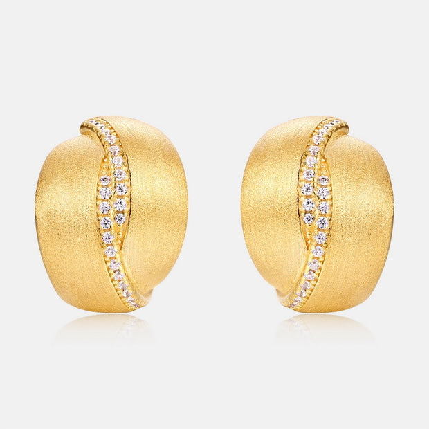 Frosted Brushed Geometric Ear Studs Women