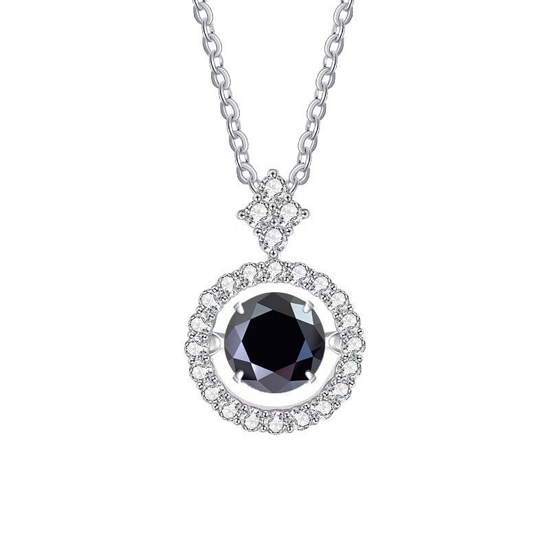 Live Hot S925 Sterling Silver Pulsatile Heart Moissanite Pendant Female Light-chasing Smart Clavicle Chain Moissanite Necklace