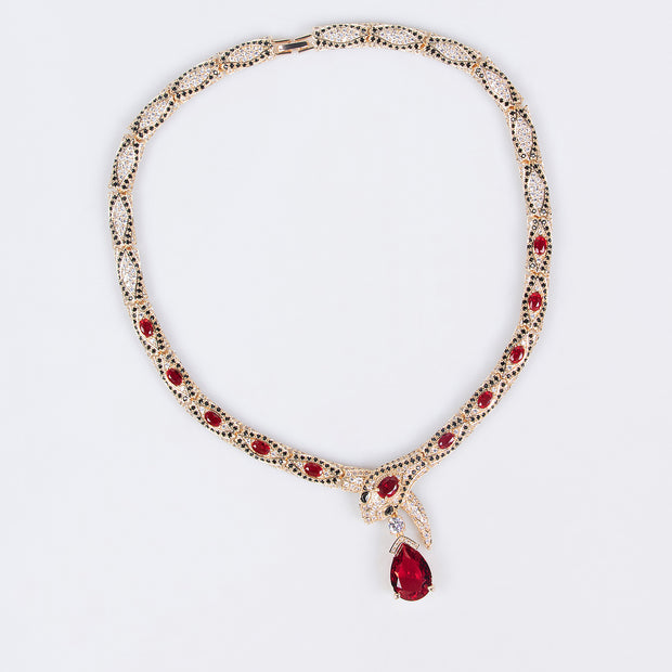 Personalized Fashion Zircon Snake Necklace Earrings Suit