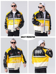 Leather Disc Style Coat Loose Windproof