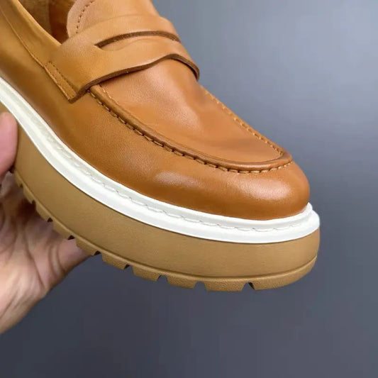 Leather One Pedal Lazy Casual Sneakers Douson Odeh