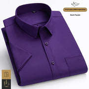 Fashion High Elastic Ice Silk Men's Short Sleeve Shirt