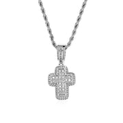 Fashion T Square Zircon Cross Necklace Light Luxury
