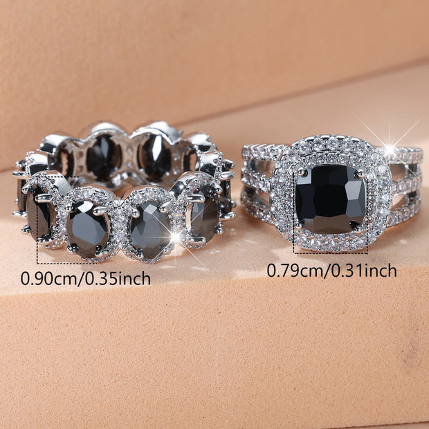 Egg-shaped Full Circle Micro Inlaid Zircon Ring Set