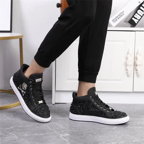 Genuine Leather Breathable High Top Skeleton Shoes For Men Douson Odeh