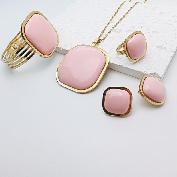 Women's Fashion Bracelet Earring Ring Necklace Suit