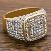 Gold-plated Micro Inlaid Zircon Ring Hip Hop Full Diamond Men's Ring
