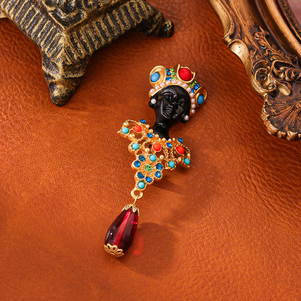 Egyptian-shaped Colored Glaze Brooch Ethnic Style Jewelry