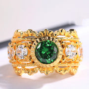 Women's Silver Gilded Lace Hollow Zircon Ring