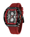 FELITI FORTONS Mens Watches Sport Tonneau 3ATM Waterproof Chronograph Luminous Quartz Watches of Men Silicone Strap with Gift for Men