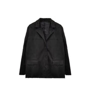 Elegance Retro Brown Loose Pockets Long Sleeve Suit Coat