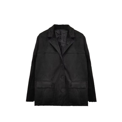 Elegance Retro Brown Loose Pockets Long Sleeve Suit Coat