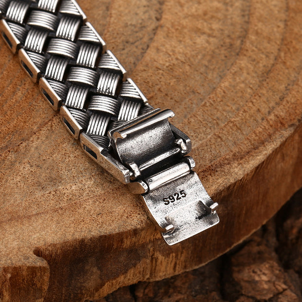 925 Sterling Silver Cross Woven Line Bracelet