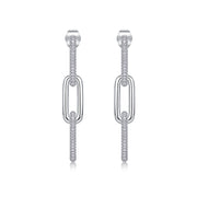 Chain Luxury Fashion Diamond Earrings Stud Set With Mosan Diamond Silver Ornaments