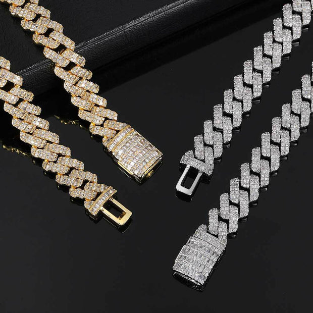 Hip Hop Square Circle Mixed Inlay 10mm Diamond Cuban Necklace