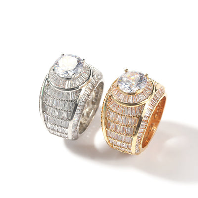Copper Inlaid Zircon Men's Ring With Diamonds For Couples Rings