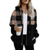 Plaid Color Matching Plush Hooded Sweater Zipper Jacket