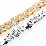 Hip hop full zircon big box buckle men's pig nose necklace