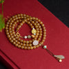 Women's Round Beads With Beeswax Clear Water Green Pine Bracelet