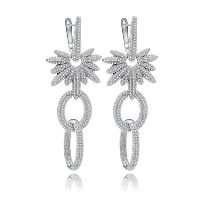 Steel needle copper inlaid AAA zircon earrings