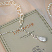 925 Silver Natural Freshwater Pearl Baroque Pendant Necklace