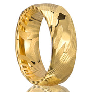 8mm Electroplated 18K Gold Damascus Steel Ring