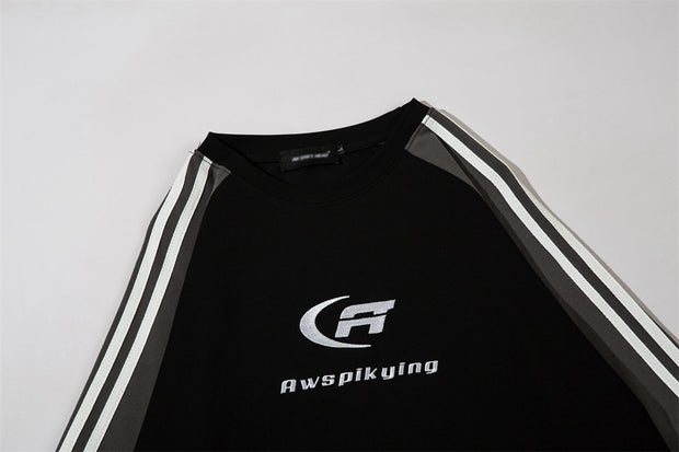 Letter Embroidered Long Sleeve T-shirt Men