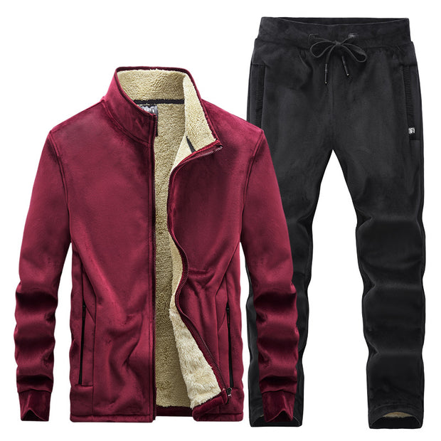 Middle-aged And Elderly Men's Fleece Thick Sports Suit