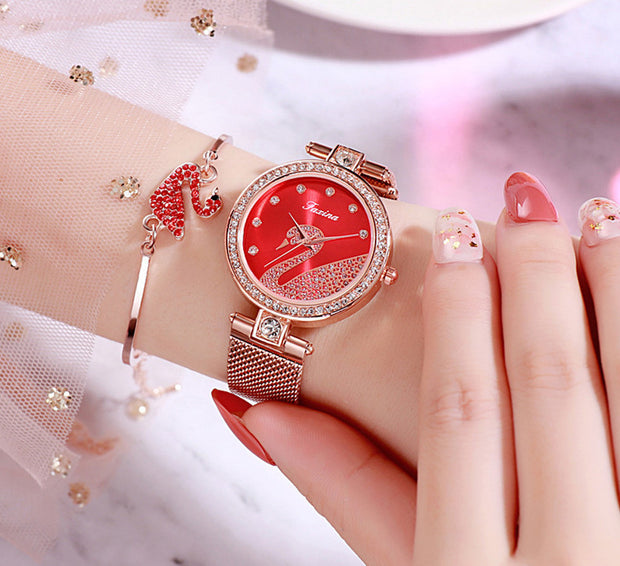 Fashion bracelet necklace ring ladies watch set