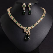 Personalized Fashion Zircon Snake Necklace Earrings Suit