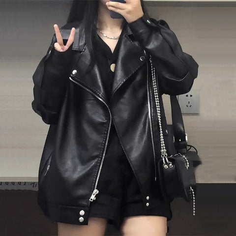 Coat Women's Autumn And Winter Motorcycle Short Black