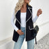 Casual Simple Lace Cardigan Lapel Contrast Color Trim Vest Coat Women Douson Odeh