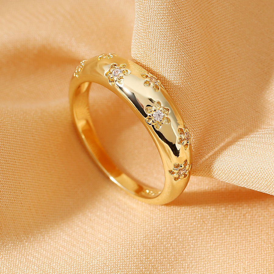 Affordable Luxury Fashion Copper Inlaid Zircon Flower Ring