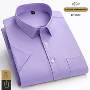 Fashion High Elastic Ice Silk Men's Short Sleeve Shirt