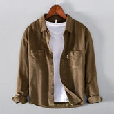 Men Pocket Casual Corduroy Long-sleeved Shirt Douson Odeh