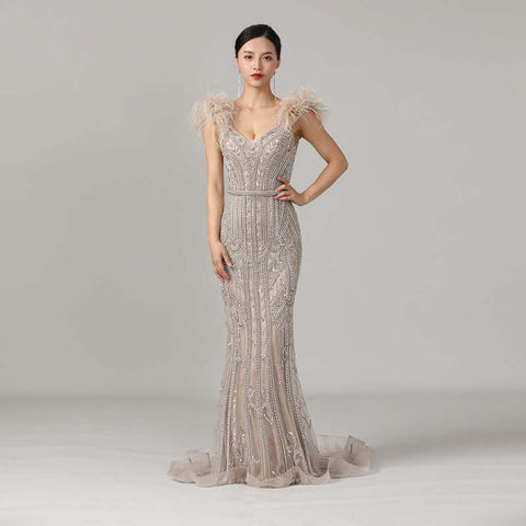 High-end Handmade Beaded Gown Long Skirt