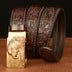 Self-buckled Men's Belt Leather Personalized Carved Casual Jeans