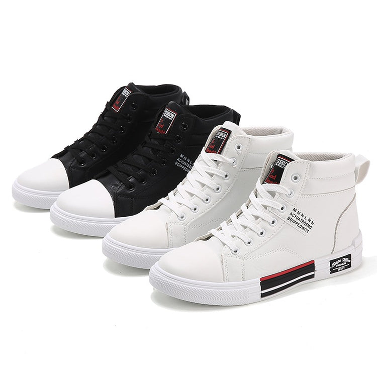 White Men Casual Tennis Comfortable Lace-up Leather Shoes