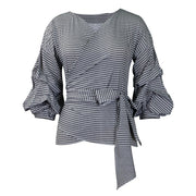 Big Bow Decorative Shirt Plaid Strap European And American