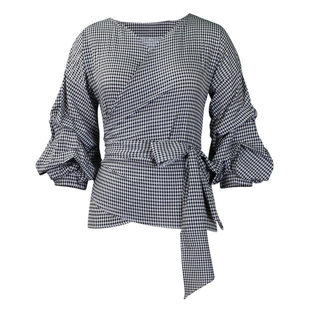 Big Bow Decorative Shirt Plaid Strap European And American