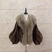 Mid-length Mink-like Wool Leopard Print Coat