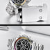 Men's Multifunctional Stainless Steel Colorful Crystals Waterproof Quartz Watch
