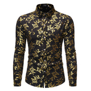 Men's Basic Style Bronzing Flower Shirt