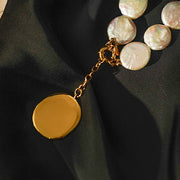 Vintage Gold Coin Badge Necklace